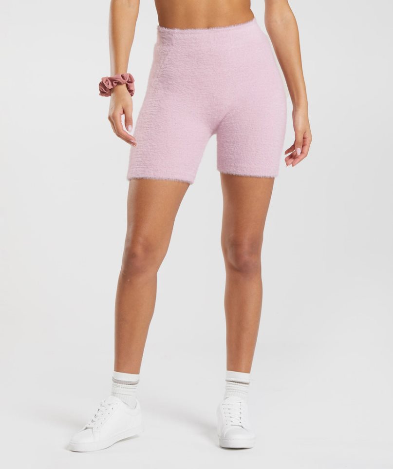 Gymshark Whitney Eyelash Knit Kurze Hose Damen Rosa | AT-64-LBMP