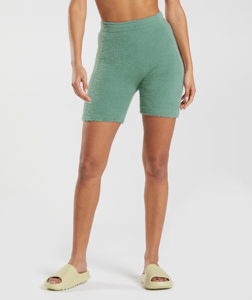 Gymshark Whitney Eyelash Knit Kurze Hose Damen Grün | AT-94-ULJK