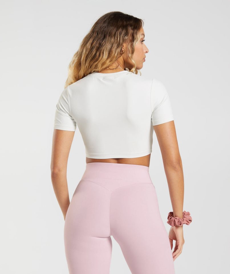 Gymshark Whitney Kurzes Sleeve Kurz Geschnittene Oberteile Damen Weiß | AT-14-EVWK