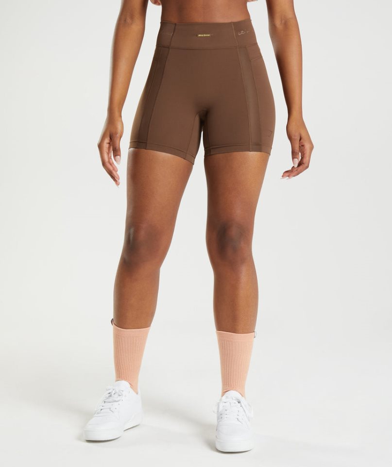 Gymshark Whitney Mesh Kurze Hose Damen Dunkelbraun | AT-87-OWLS