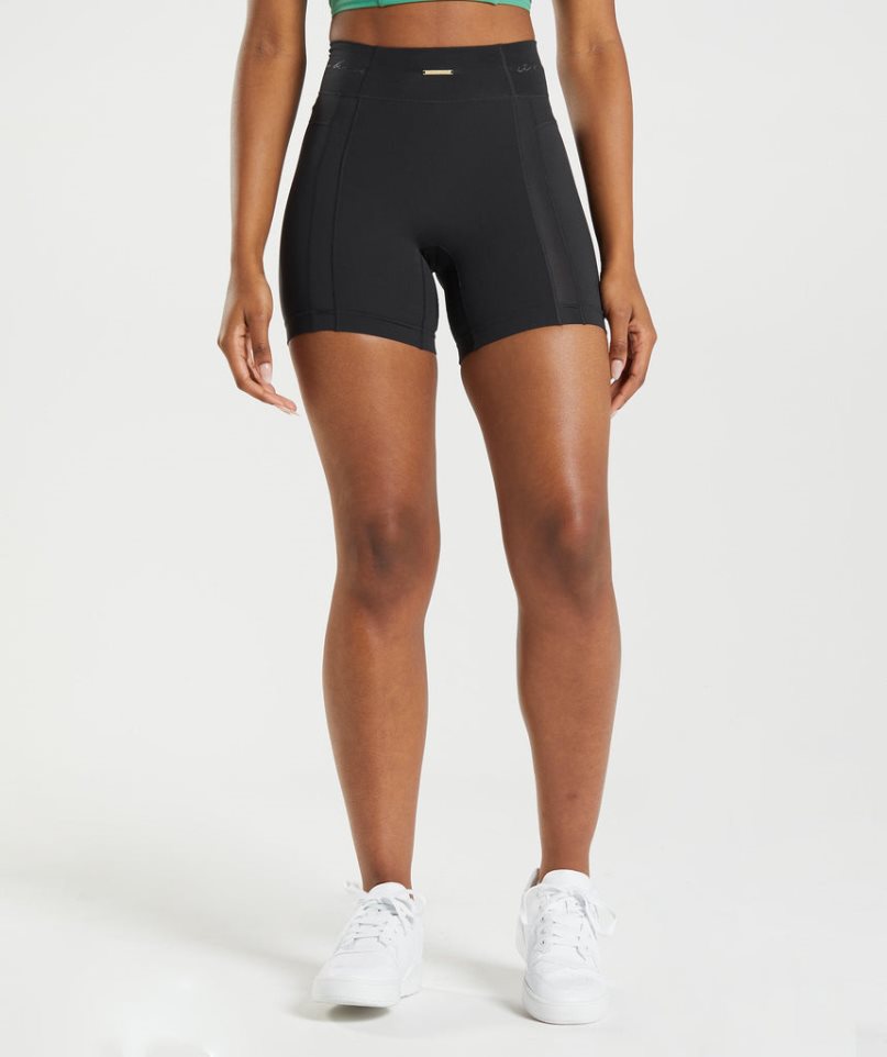 Gymshark Whitney Mesh Kurze Hose Damen Schwarz | AT-80-CAVX