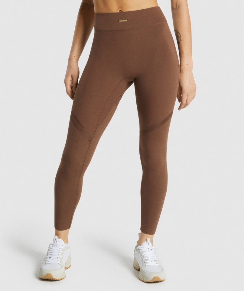 Gymshark Whitney Mesh Leggings Damen Braun | AT-93-SKIX