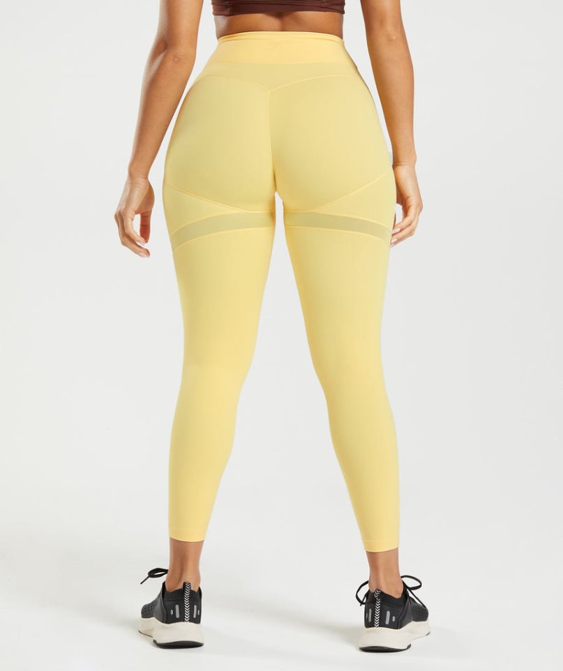 Gymshark Whitney Mesh Leggings Damen Gelb | AT-50-MPBS