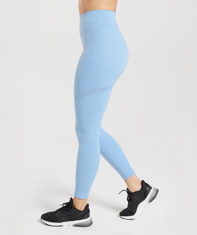 Gymshark Whitney Mesh Leggings Damen Hellblau | AT-09-ITAM