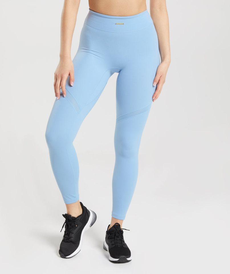 Gymshark Whitney Mesh Leggings Damen Hellblau | AT-09-ITAM