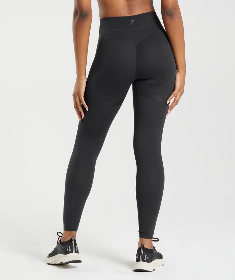 Gymshark Whitney Mesh Leggings Damen Schwarz | AT-72-IEDZ