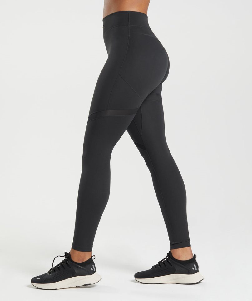 Gymshark Whitney Mesh Leggings Damen Schwarz | AT-72-IEDZ