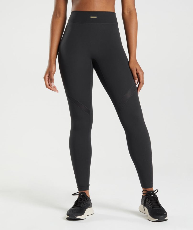 Gymshark Whitney Mesh Leggings Damen Schwarz | AT-72-IEDZ