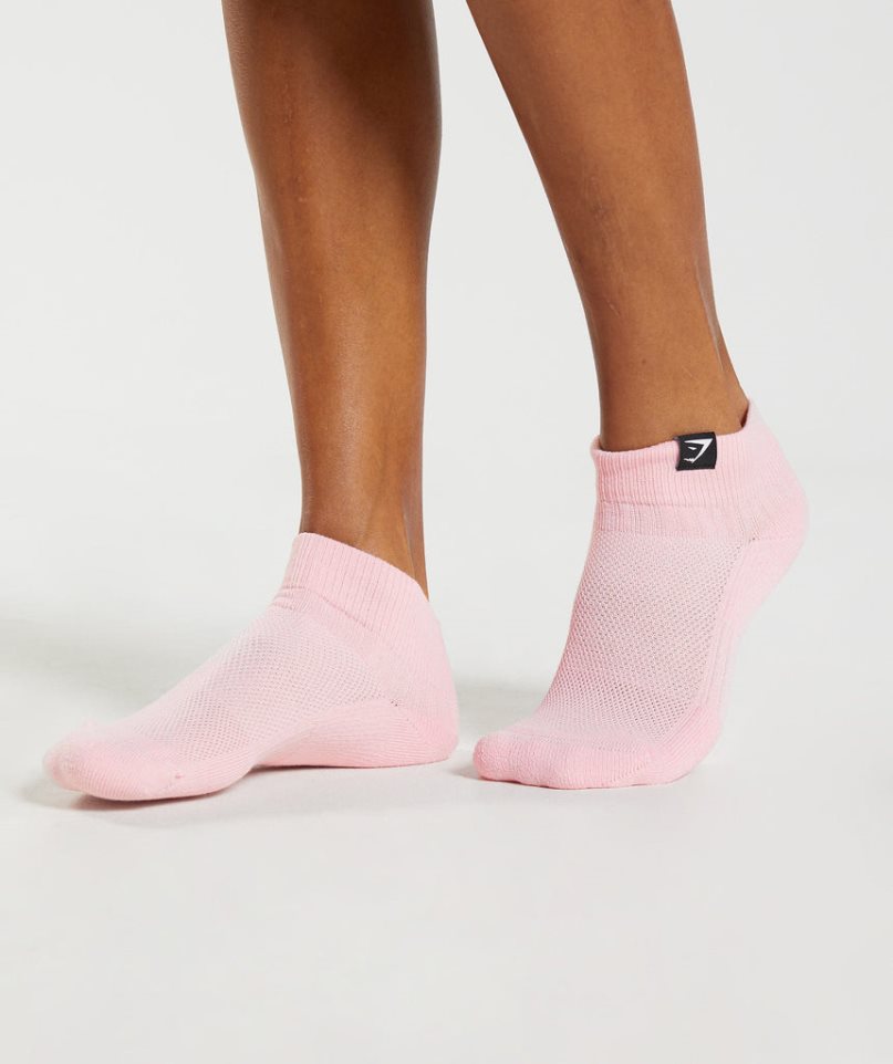 Gymshark Woven Tab Sneaker 3pk Socken Grün Rosa Fuchsie | AT-06-FYRB