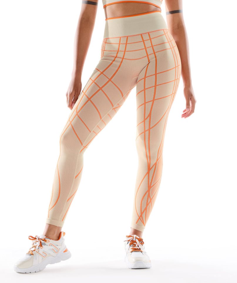 Gymshark Wtflex Linear Seamless Leggings Damen Orange | AT-21-LJOI