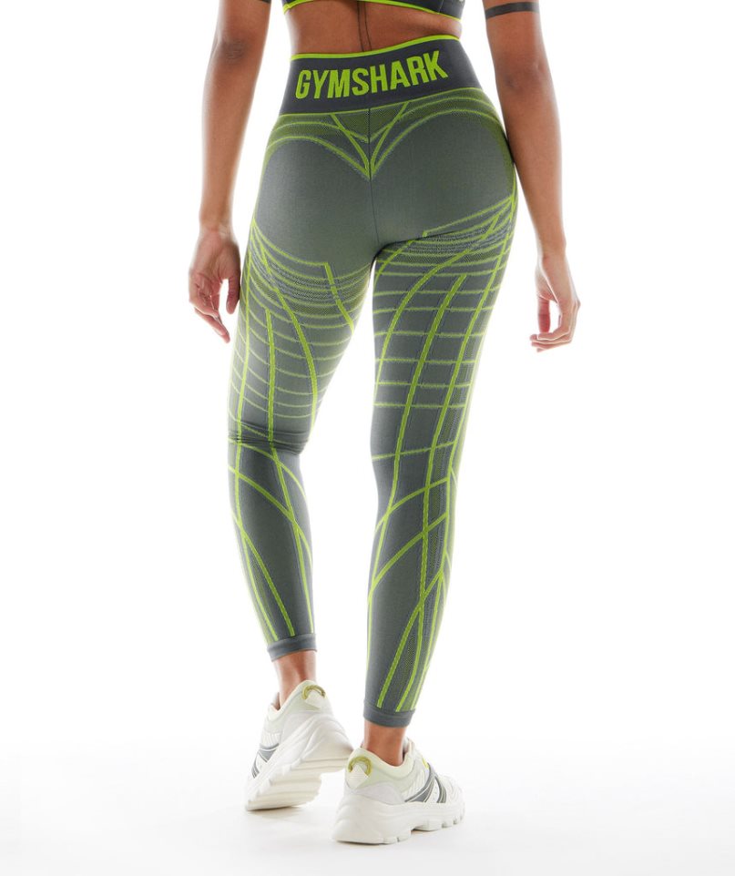 Gymshark Wtflex Linear Seamless Leggings Damen Grün | AT-39-JEOM