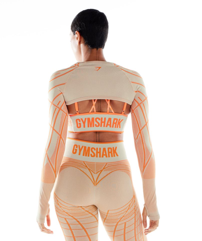 Gymshark Wtflex Linear Seamless Long Sleeve Shrug Sweatshirts Damen Orange | AT-96-MDSF