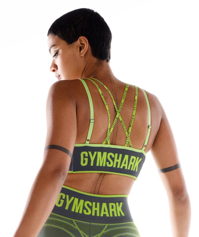 Gymshark Wtflex Linear Seamless Sport Bh Damen Grün | AT-07-HVTX